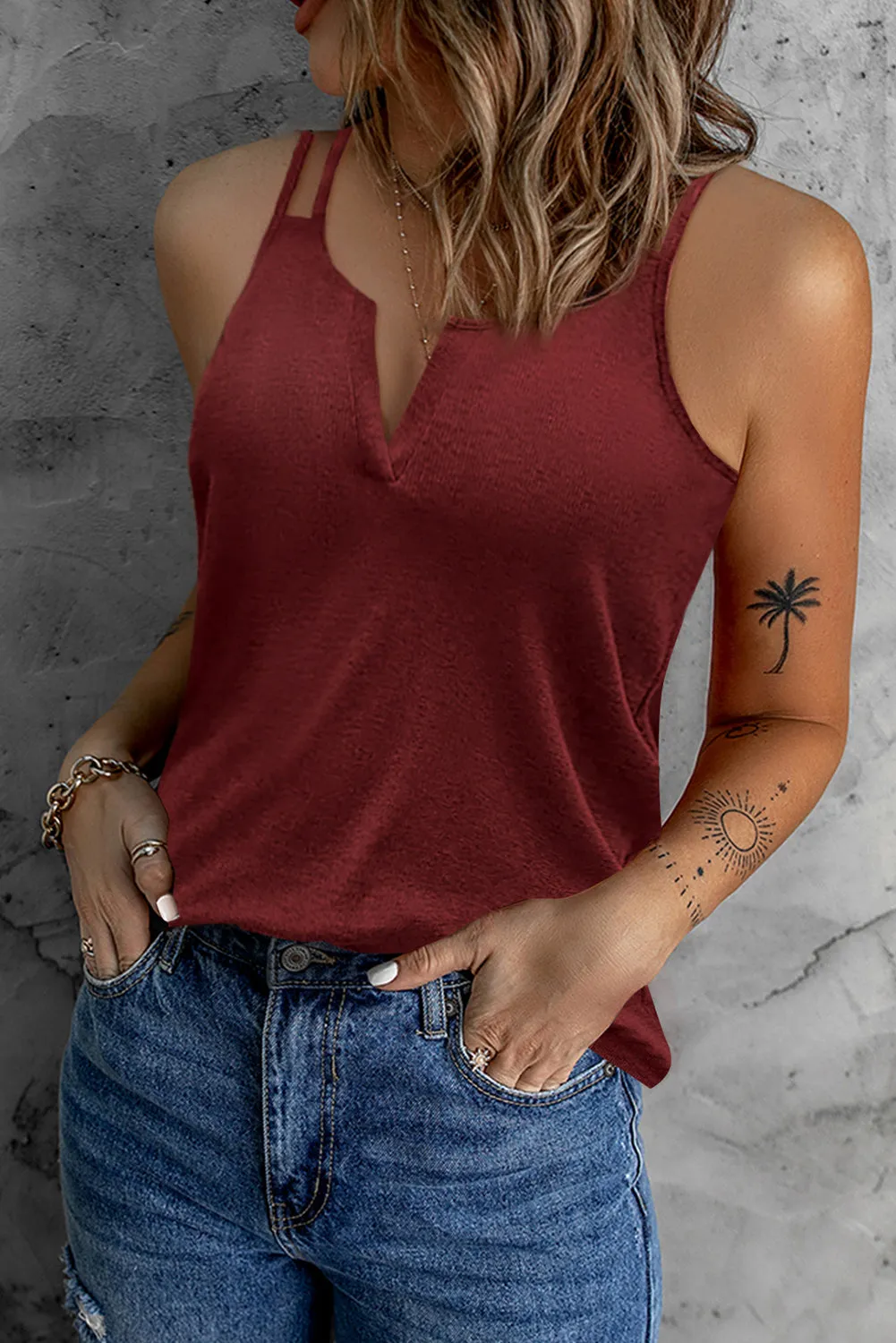 *APP EXCLUSIVE* Double-Strap Notched Neck Tank