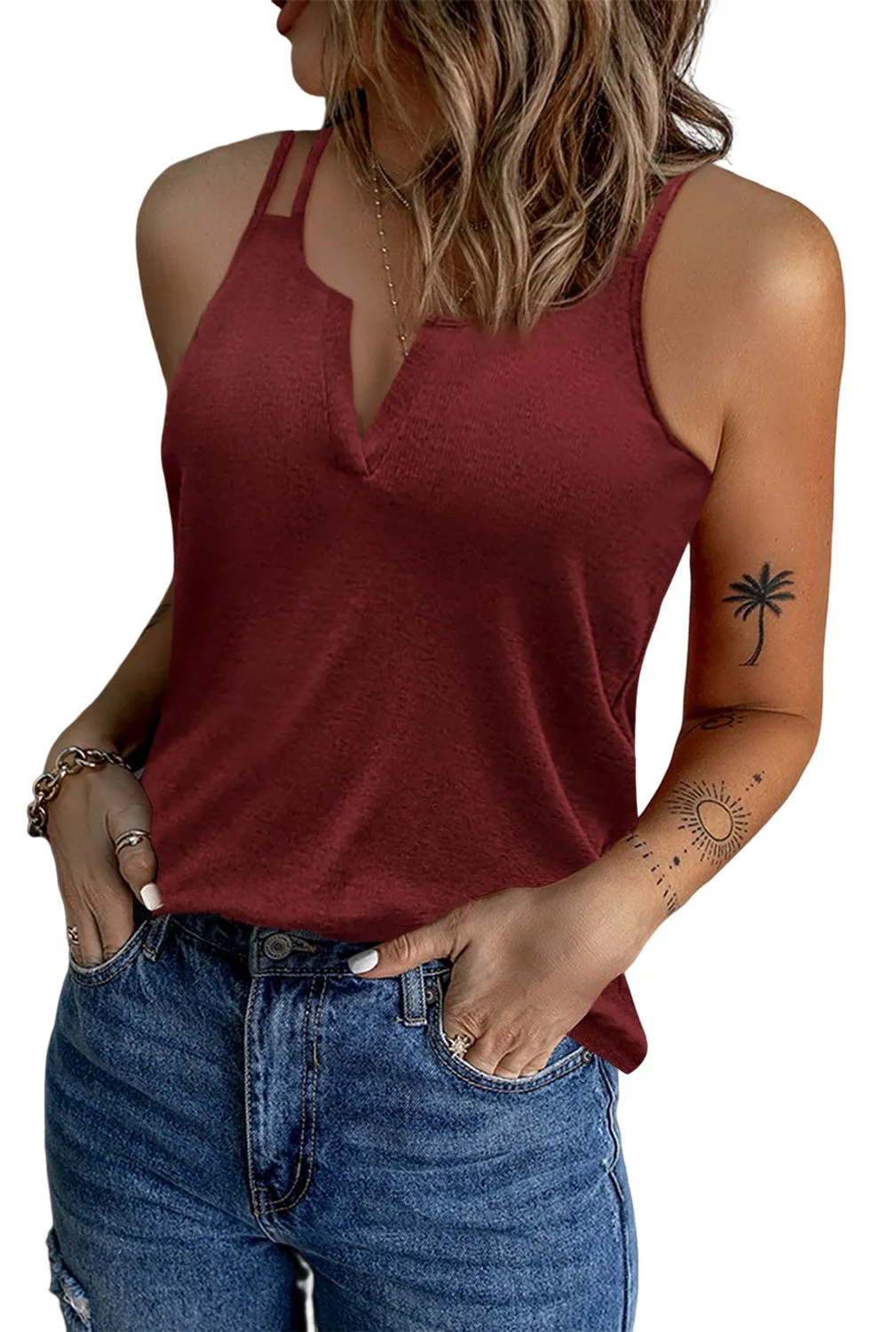 *APP EXCLUSIVE* Double-Strap Notched Neck Tank