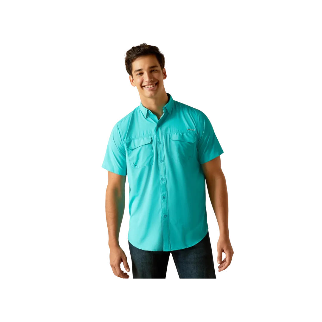 Ariat Men's Venttek Outbound Fitted Drift Button Down Ss Turquoise Shirt