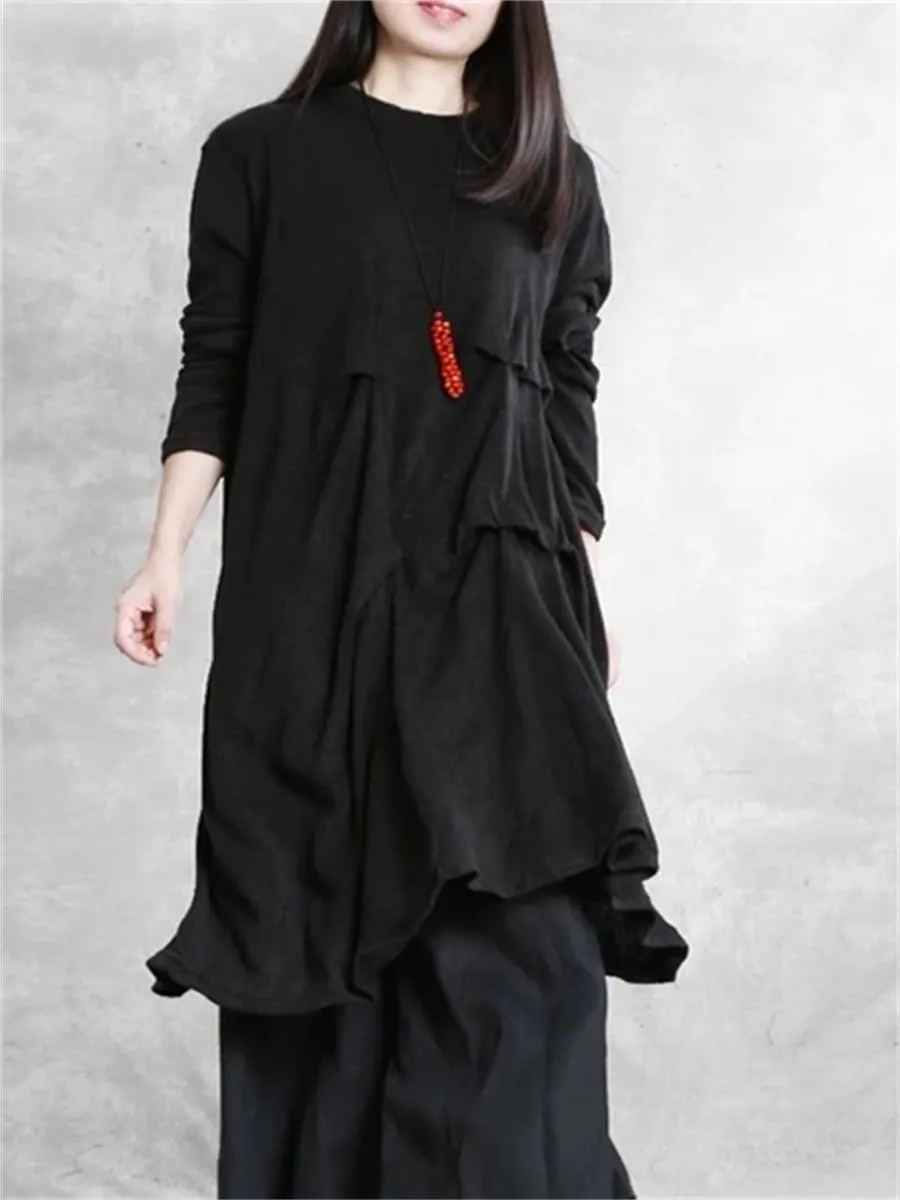 Autumn And Winter Ladies Casual Pleated Sweater Dress