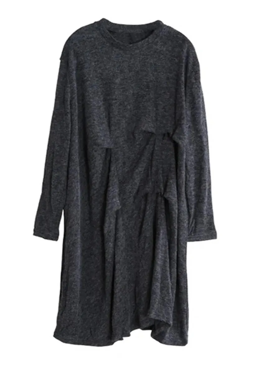 Autumn And Winter Ladies Casual Pleated Sweater Dress