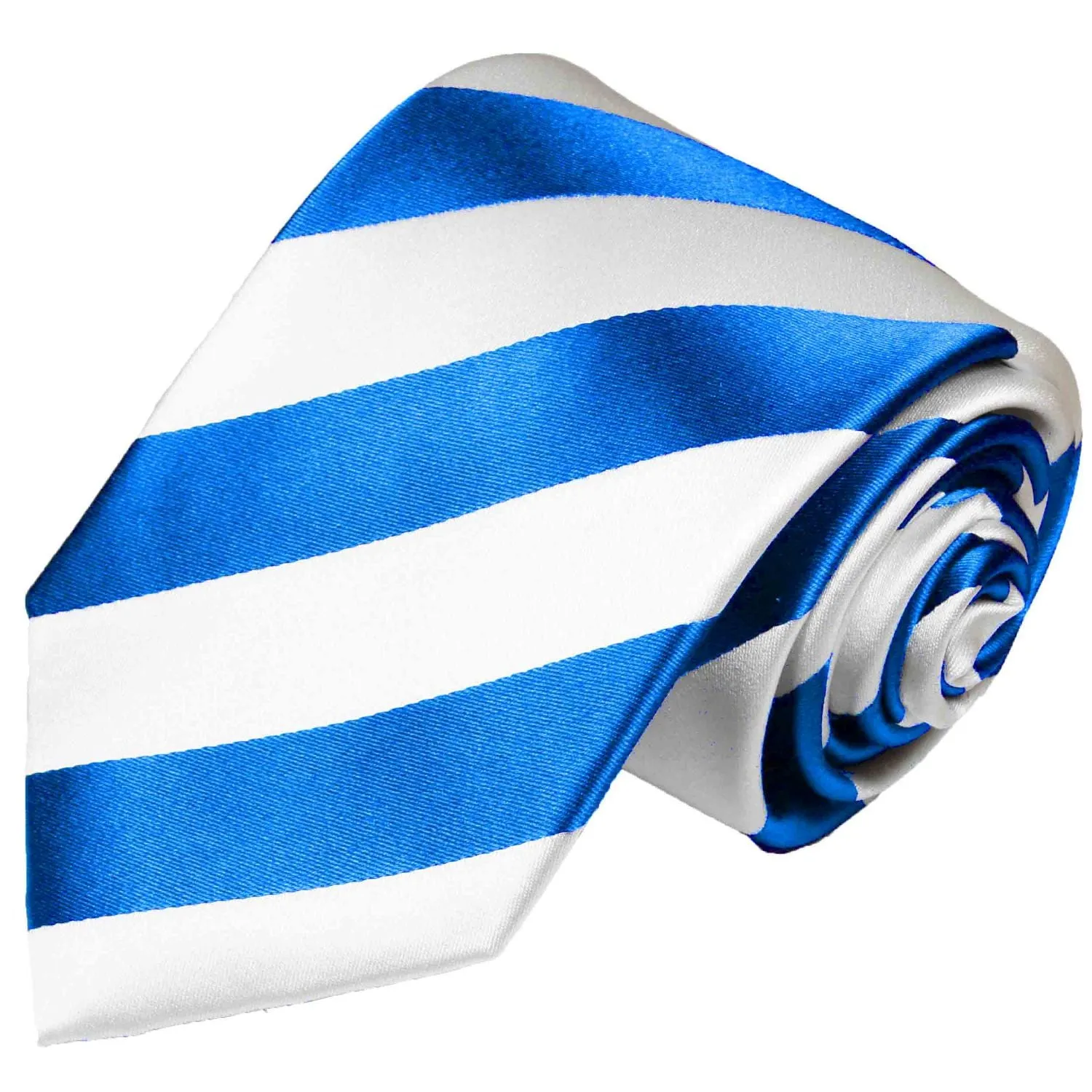 Blue and White Block Striped Silk Tie and Accessories