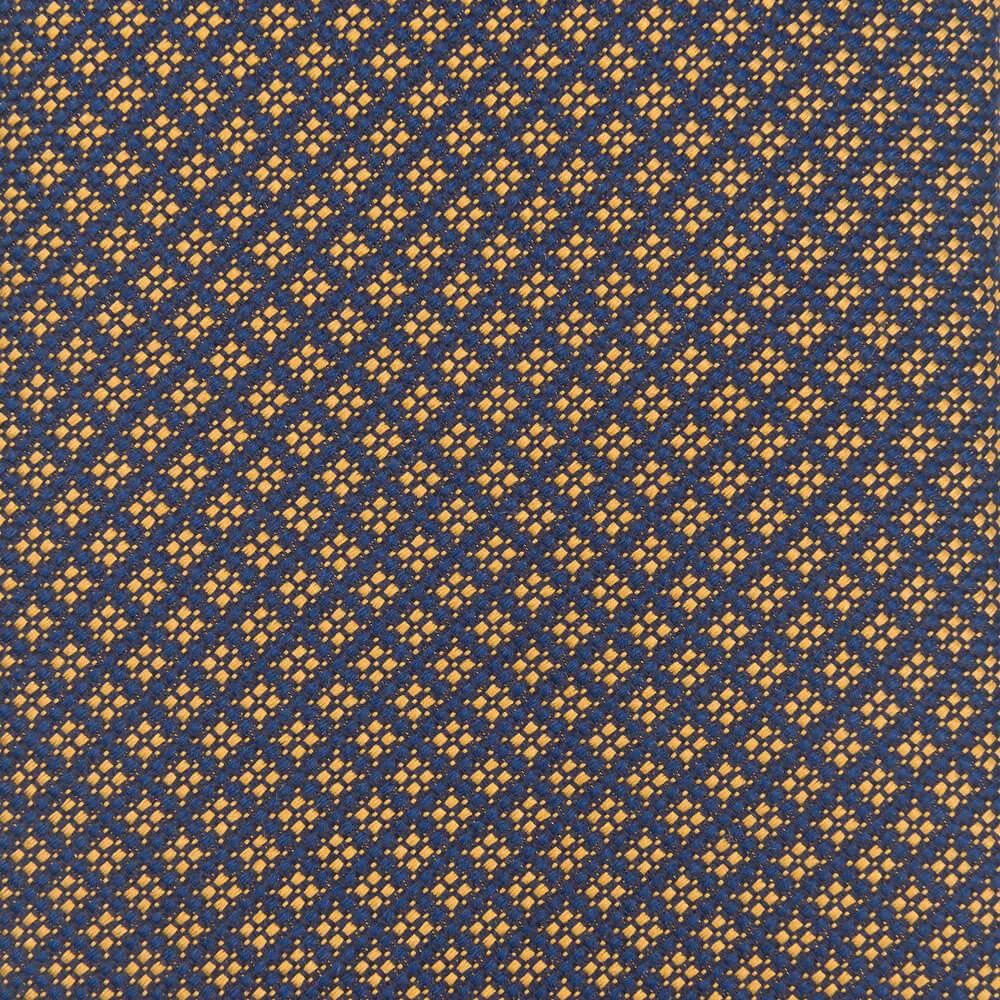 Blue and Yellow Classic Geometric Motif Woven Silk Tie