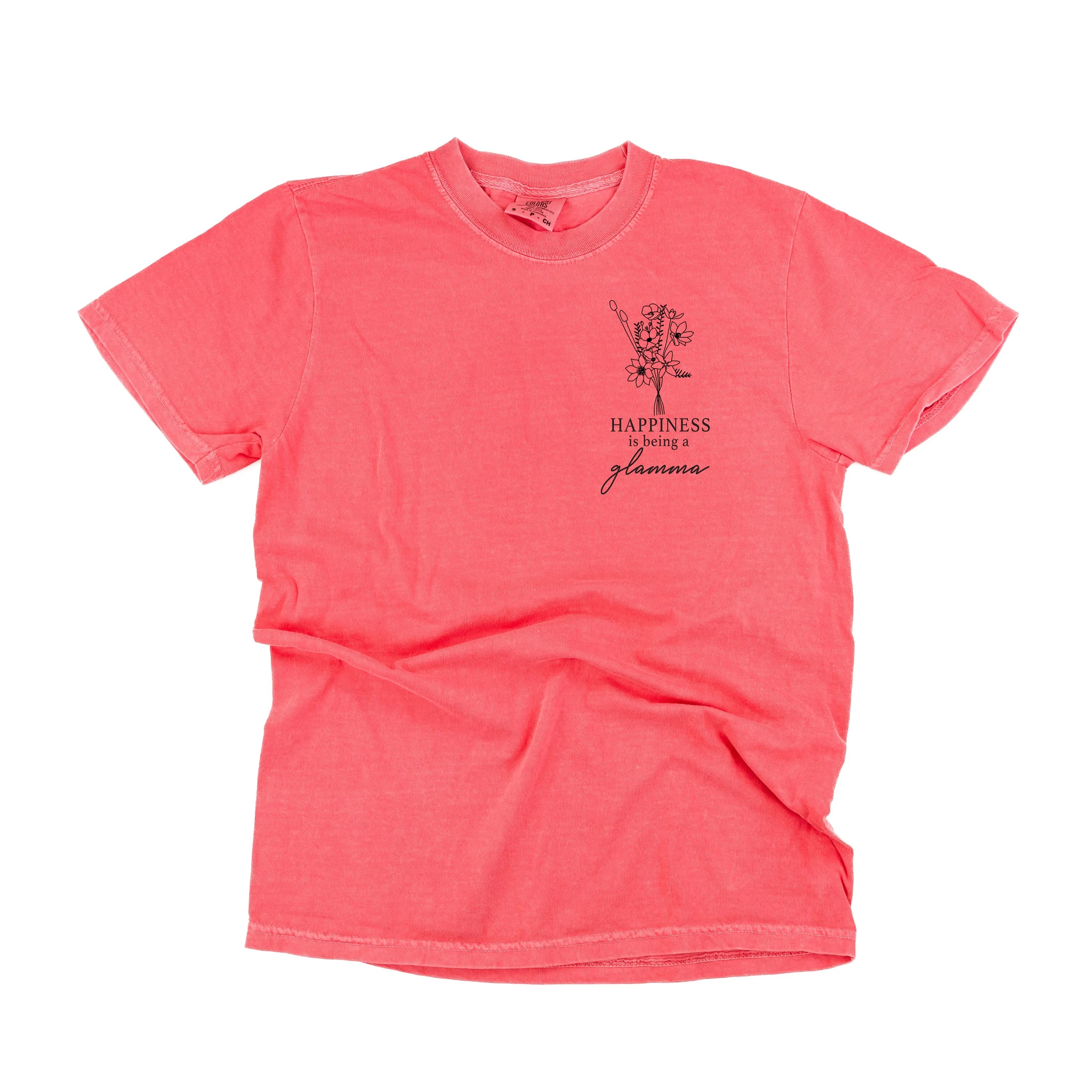 Bouquet Style - Happiness is Being a GLAMMA - SHORT SLEEVE COMFORT COLORS TEE