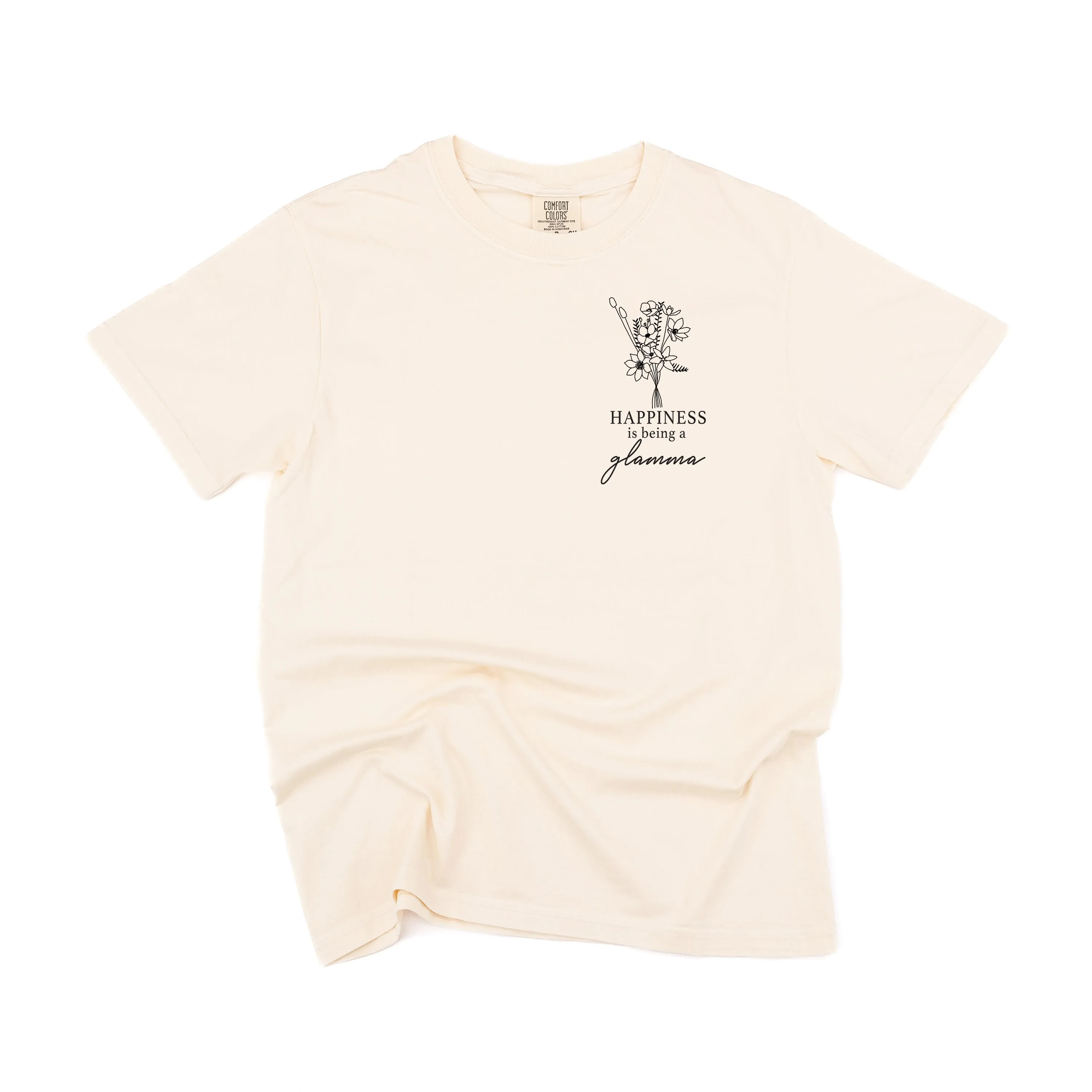 Bouquet Style - Happiness is Being a GLAMMA - SHORT SLEEVE COMFORT COLORS TEE