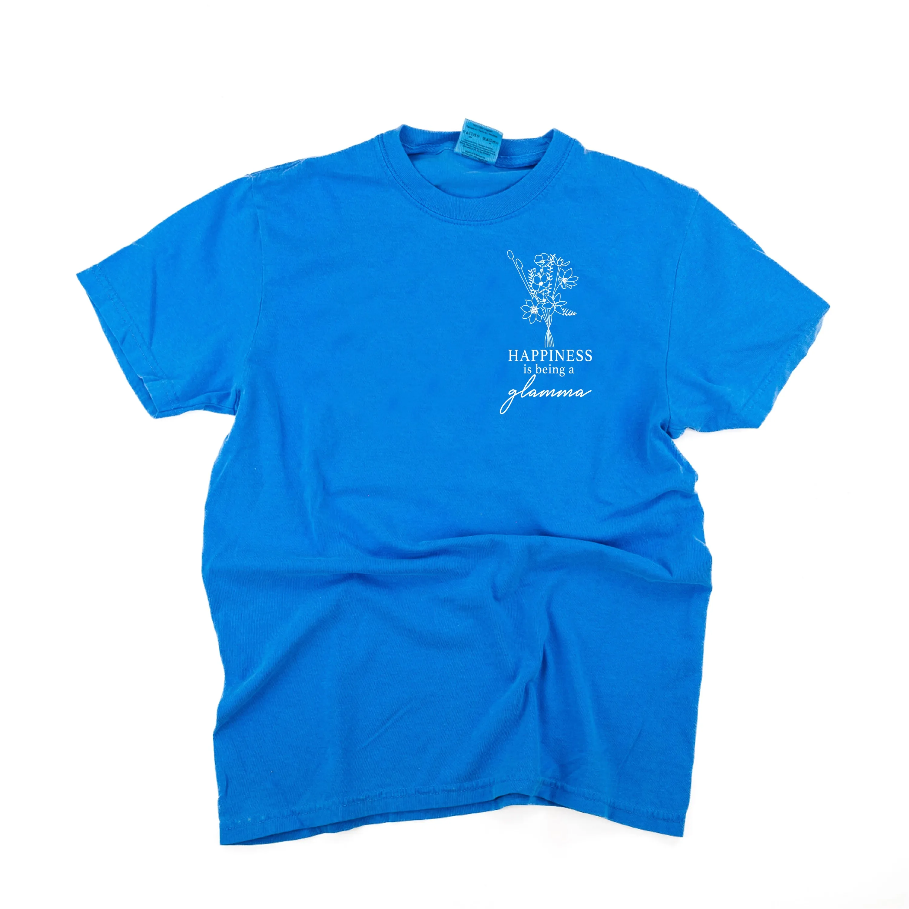 Bouquet Style - Happiness is Being a GLAMMA - SHORT SLEEVE COMFORT COLORS TEE