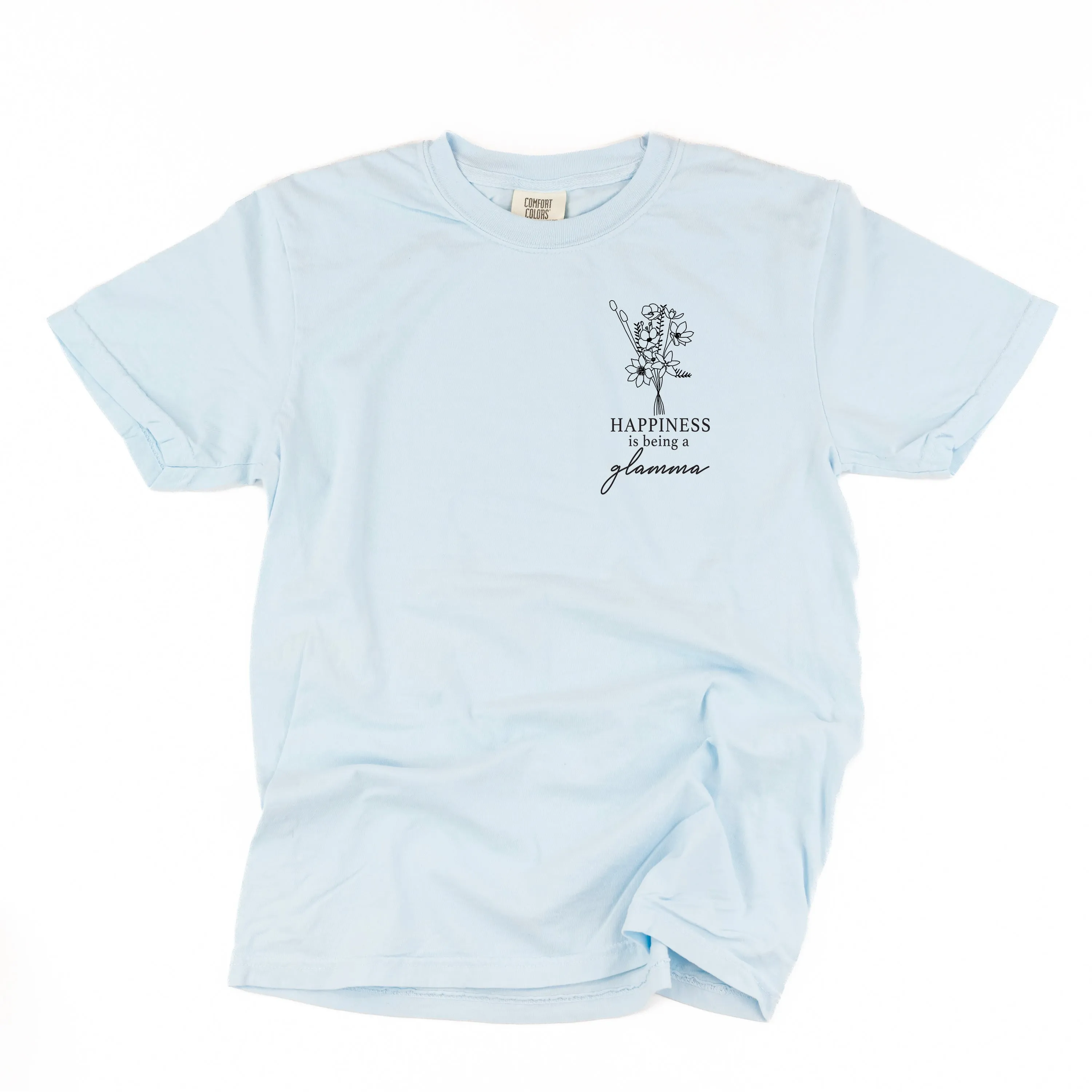 Bouquet Style - Happiness is Being a GLAMMA - SHORT SLEEVE COMFORT COLORS TEE