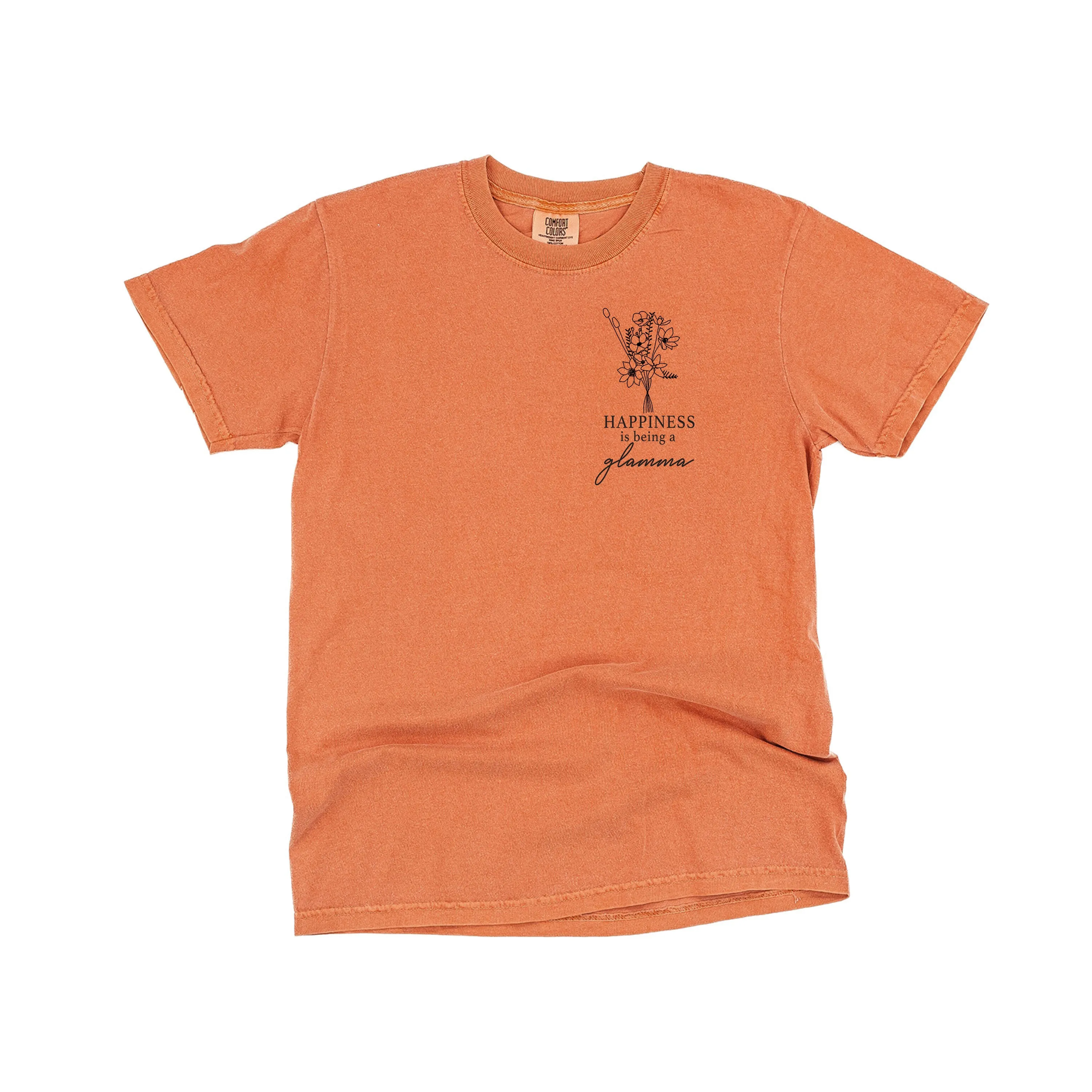 Bouquet Style - Happiness is Being a GLAMMA - SHORT SLEEVE COMFORT COLORS TEE