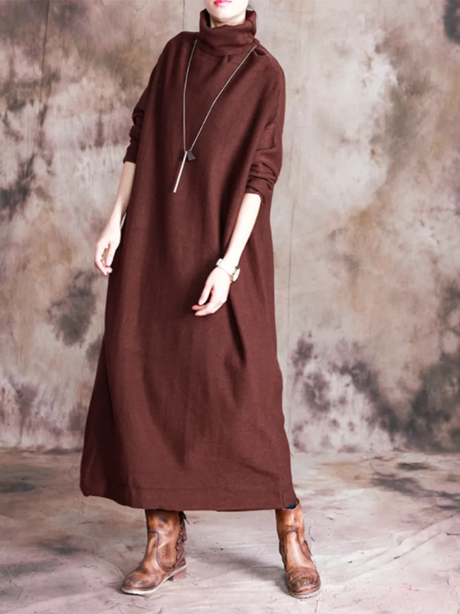 Casual High-Neck Solid Color Women'S Knitted Long Skirt