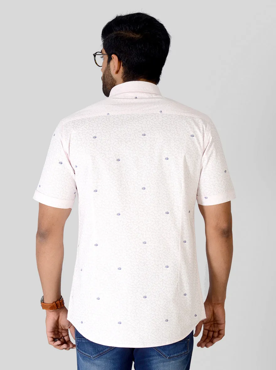 Chalk Pink Printed Slim Fit Casual Shirt | JadeBlue
