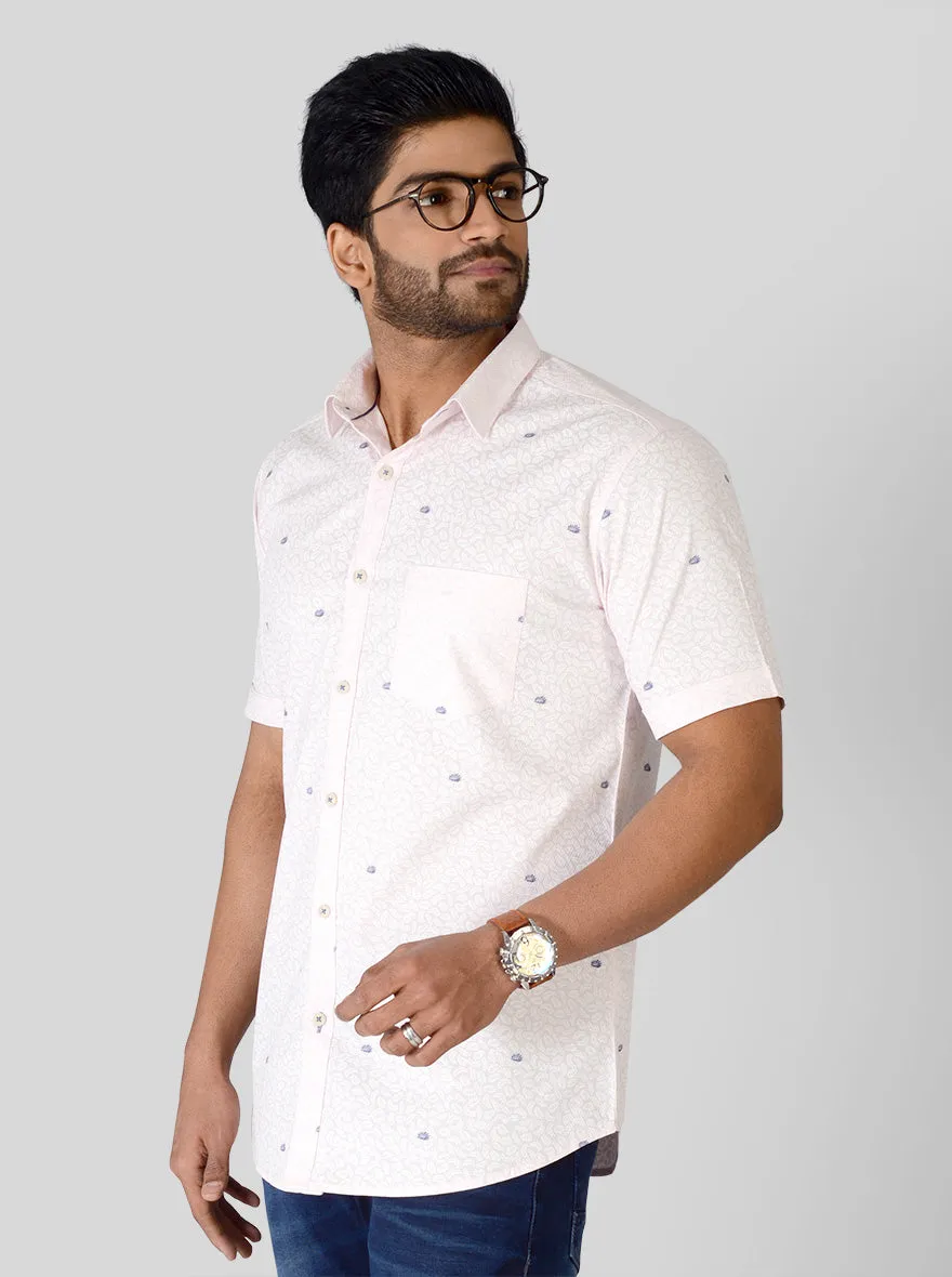 Chalk Pink Printed Slim Fit Casual Shirt | JadeBlue