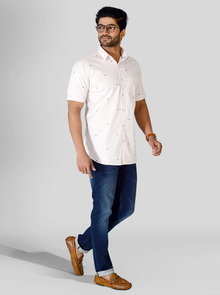 Chalk Pink Printed Slim Fit Casual Shirt | JadeBlue