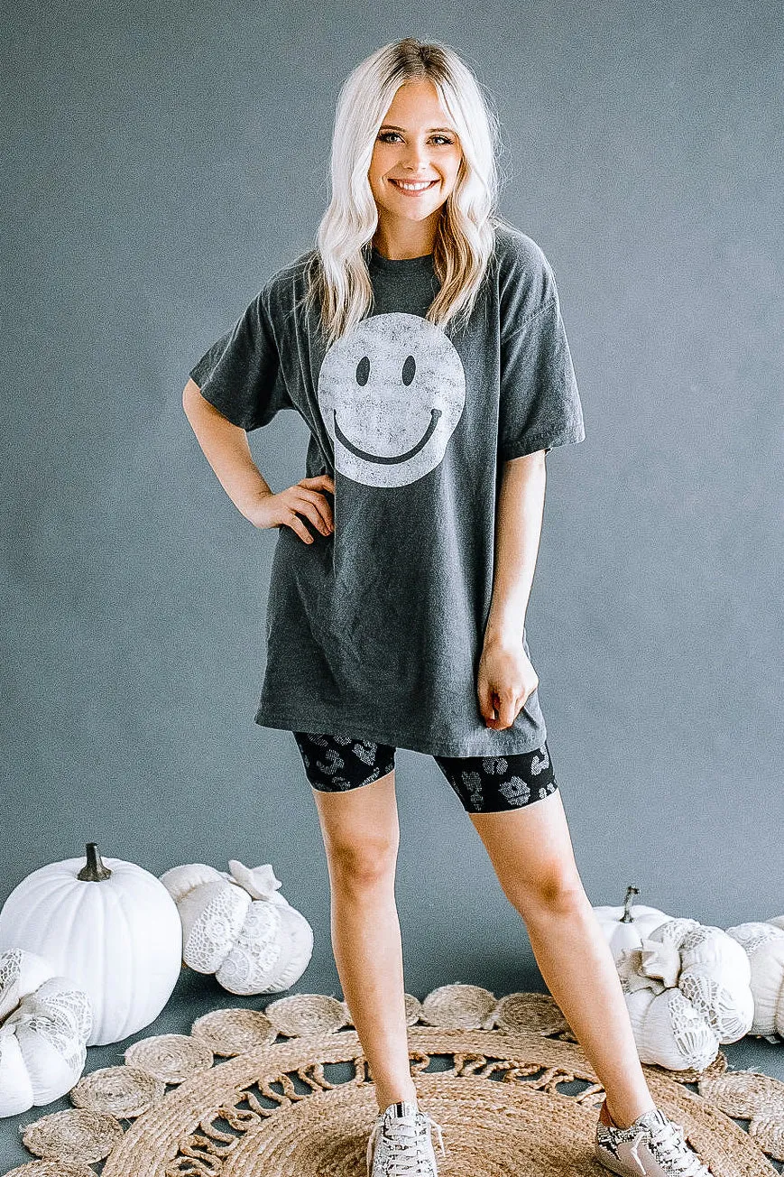 Charcoal Basic Smiley Tee | FINAL SALE