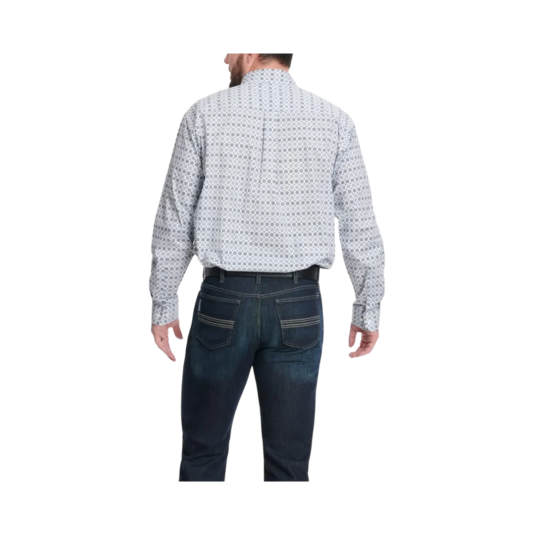 Cinch Men's Cornflower Geo Print Long Sleeve Western Blue & Black Shirt
