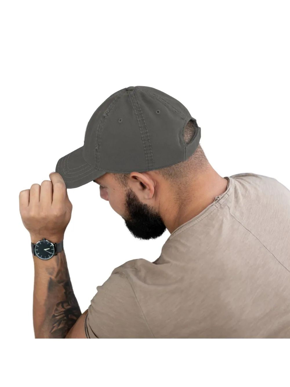 Coffee Ghost Embroidered Distressed Dad Hat