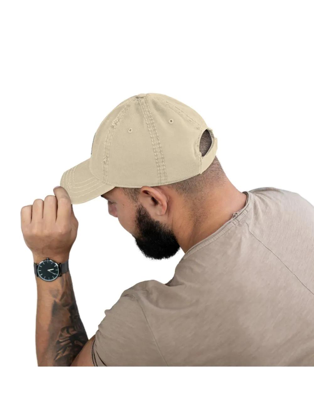Coffee Ghost Embroidered Distressed Dad Hat