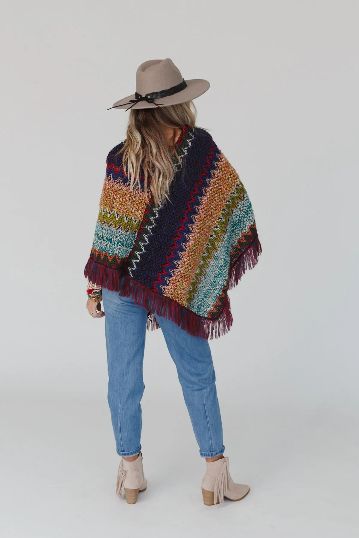 Color My World Poncho - Navy Wine