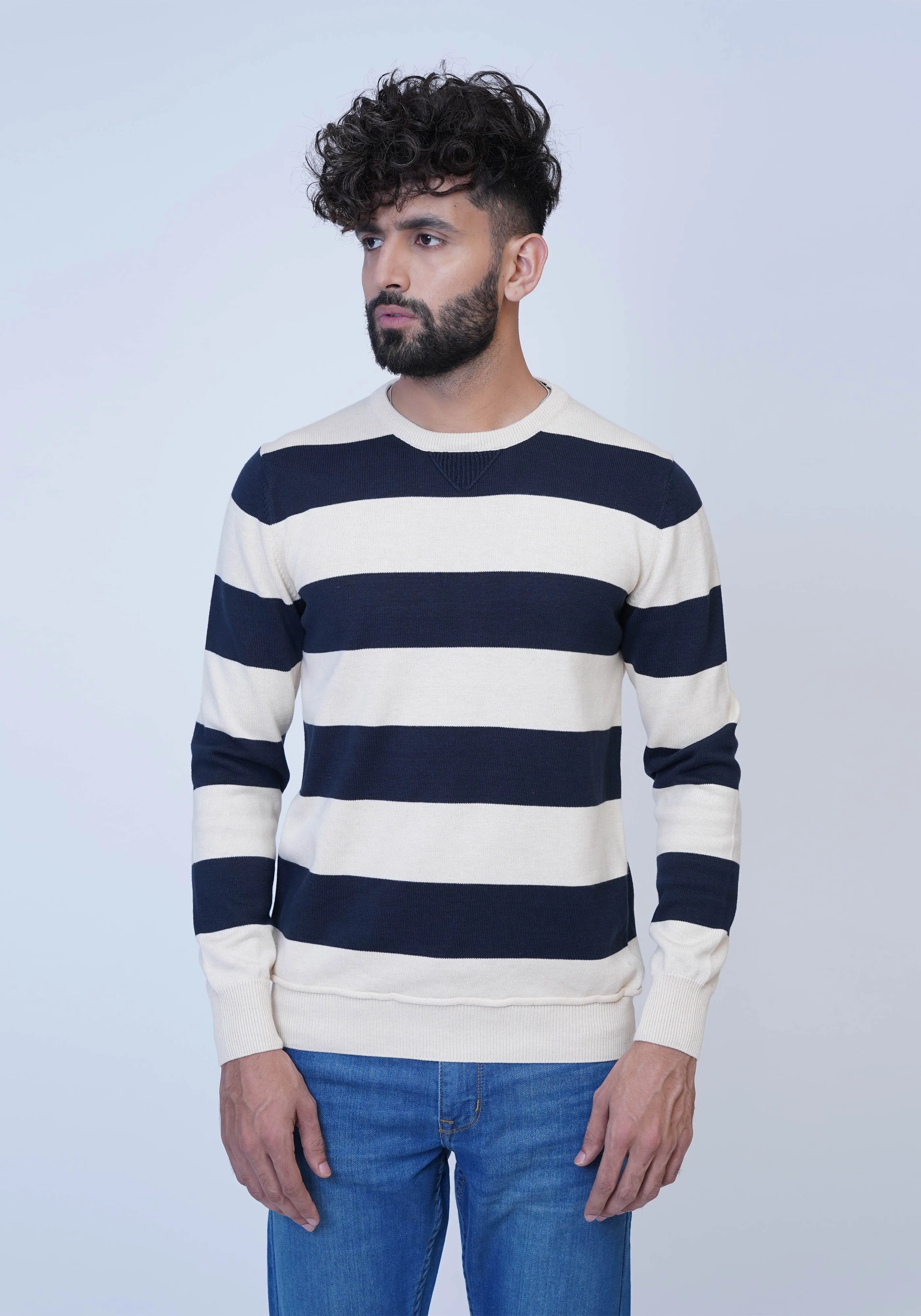 Cream Stripe Sweater