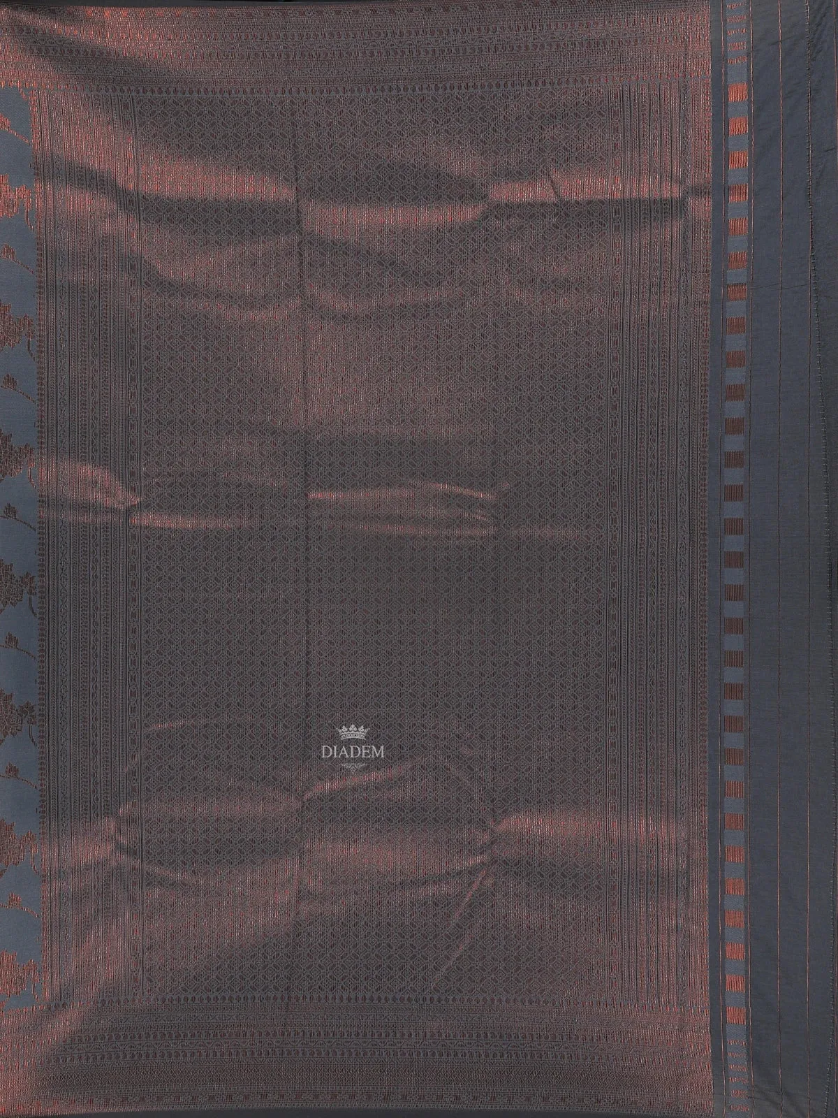 Dark Grey Art Silk Saree with Floral Jacquard Designs on the Body with Designed Border