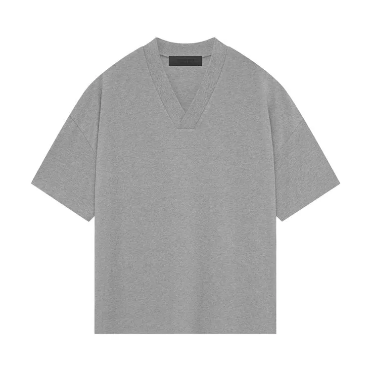 Fear Of God Essentials Fear of God Essentials V Neck 'Dark Heather Oatmeal' T-Shirt, Gray