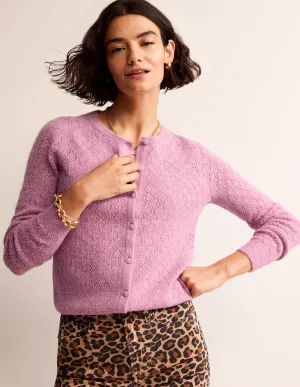 Fluffy Pointelle Cardigan-Strawberry Sherbet