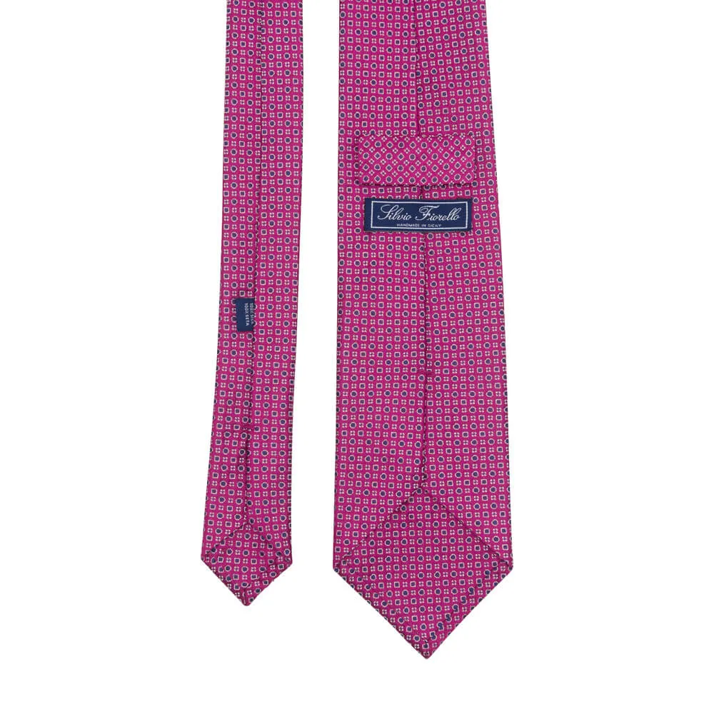Fuchsia Sophisticated Motif Woven Silk Tie