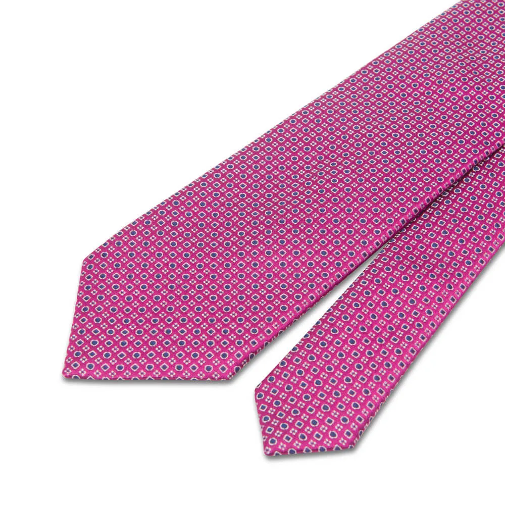 Fuchsia Sophisticated Motif Woven Silk Tie