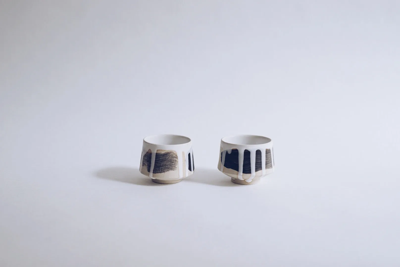 Handcrafted Stoneware Brushmark Sake Cup (L)
