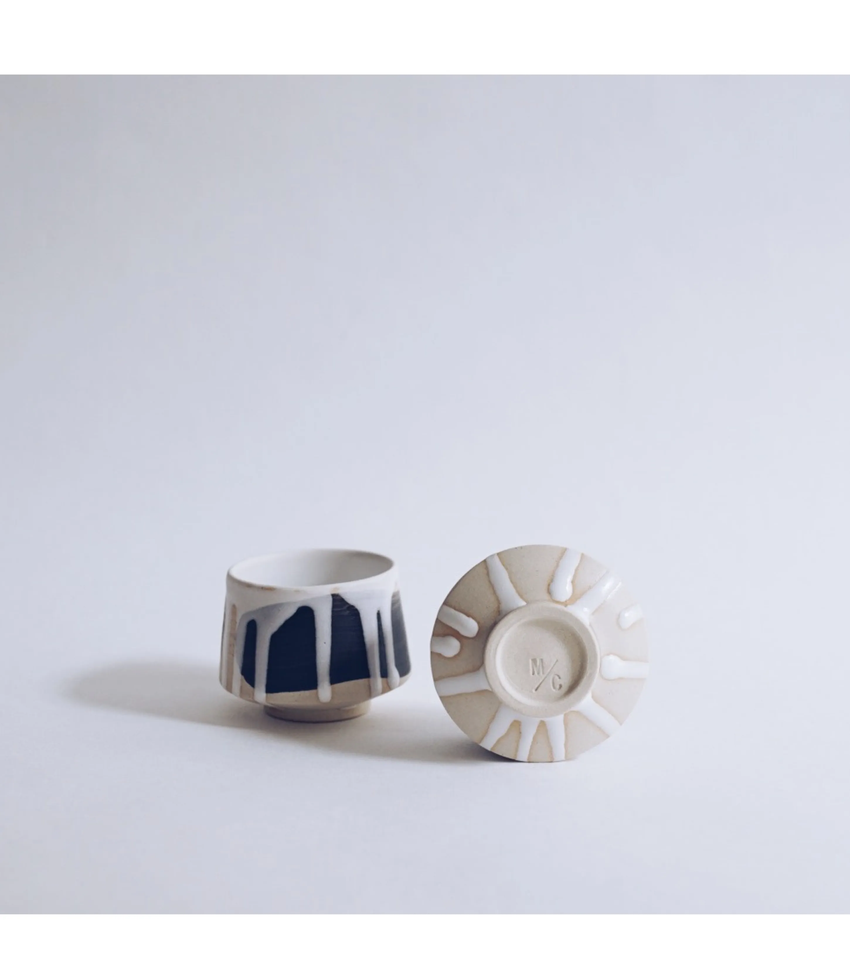 Handcrafted Stoneware Brushmark Sake Cup (L)