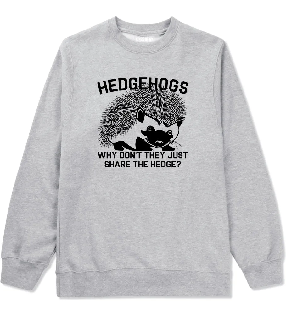 Hedgehog Funny Animal Mens Crewneck Sweatshirt