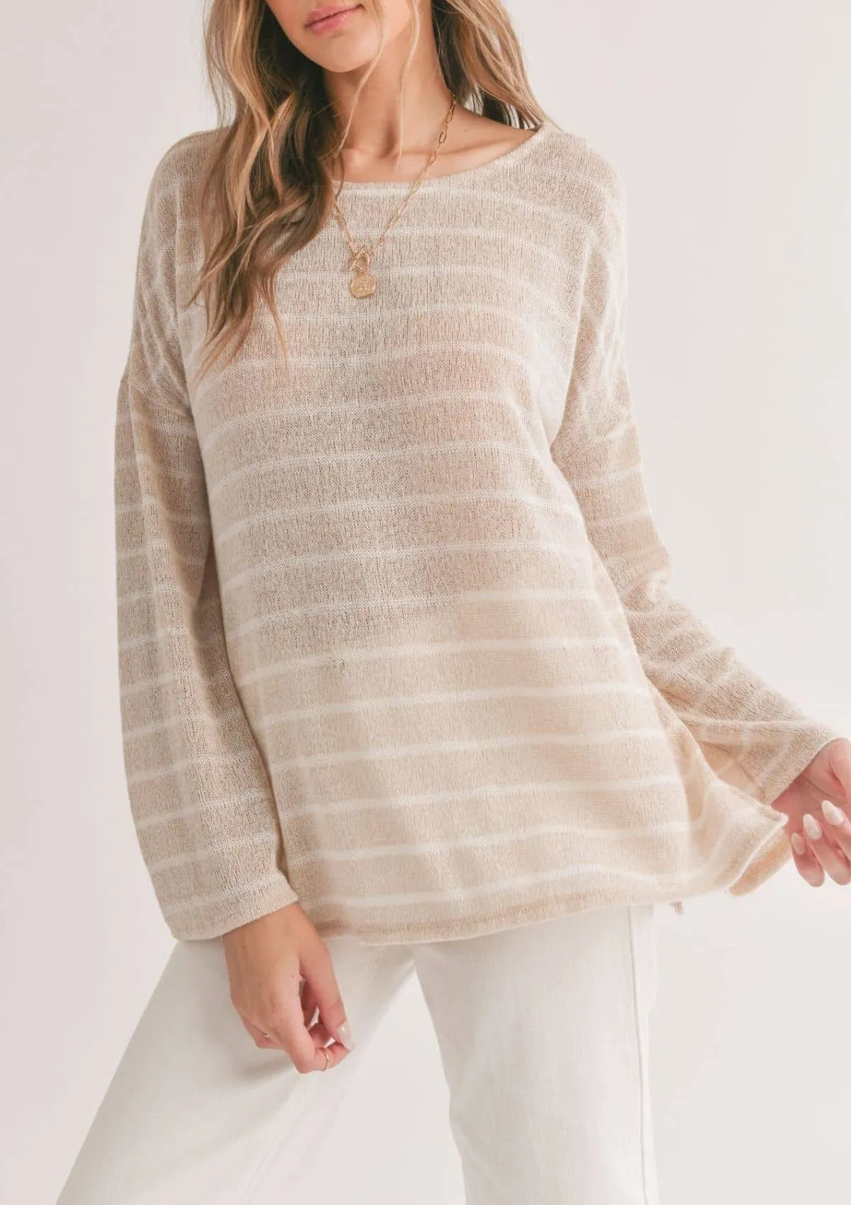 Horizon Bell Sleeve Striped Top - Sand