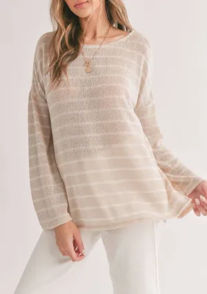 Horizon Bell Sleeve Striped Top - Sand