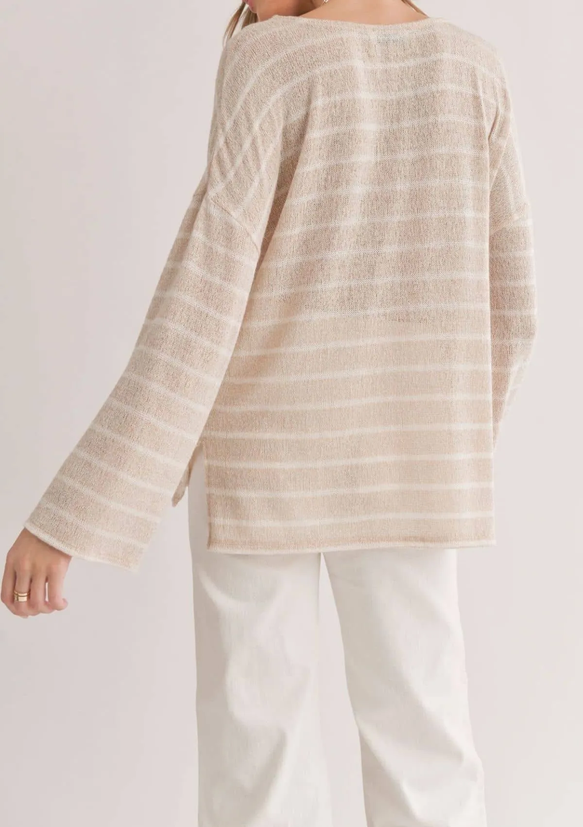 Horizon Bell Sleeve Striped Top - Sand