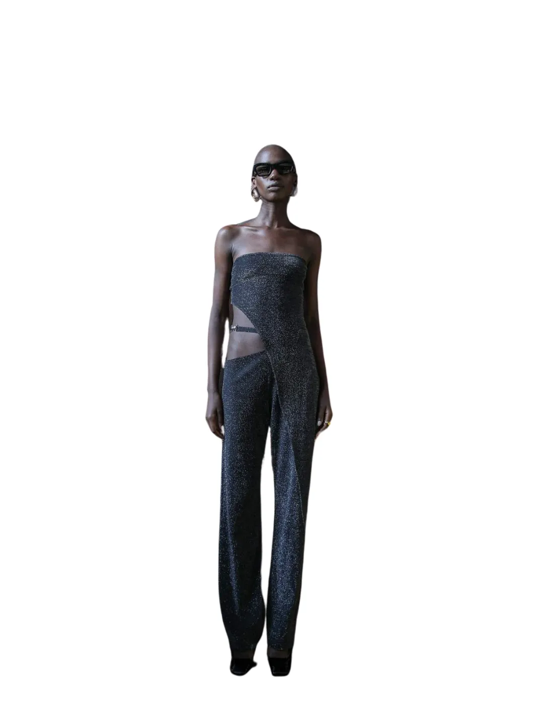 Lama Jouni Slanted Tube Top Shimmer