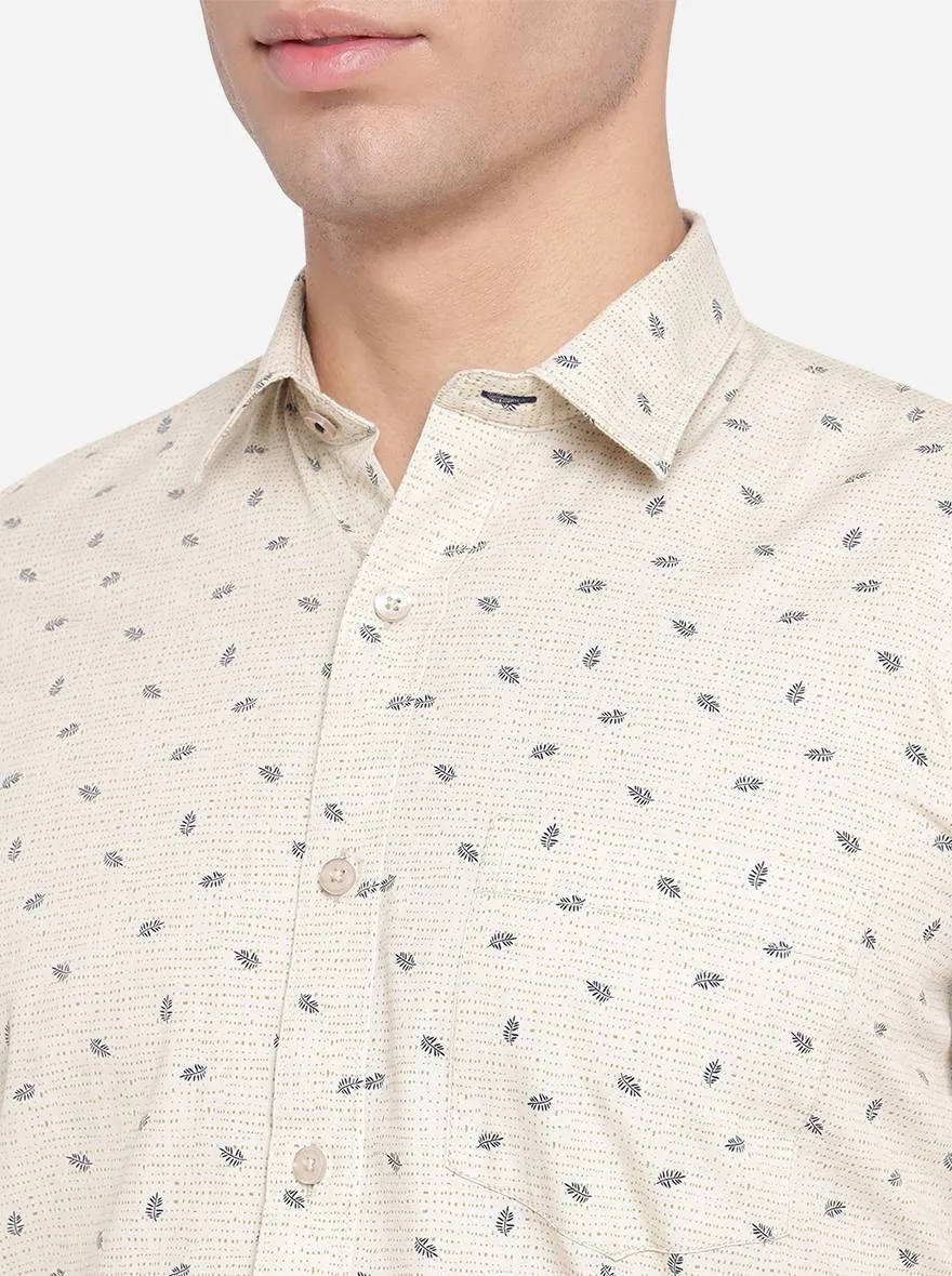 Light Yellow Printed Slim Fit Casual Shirt | Greenfibre