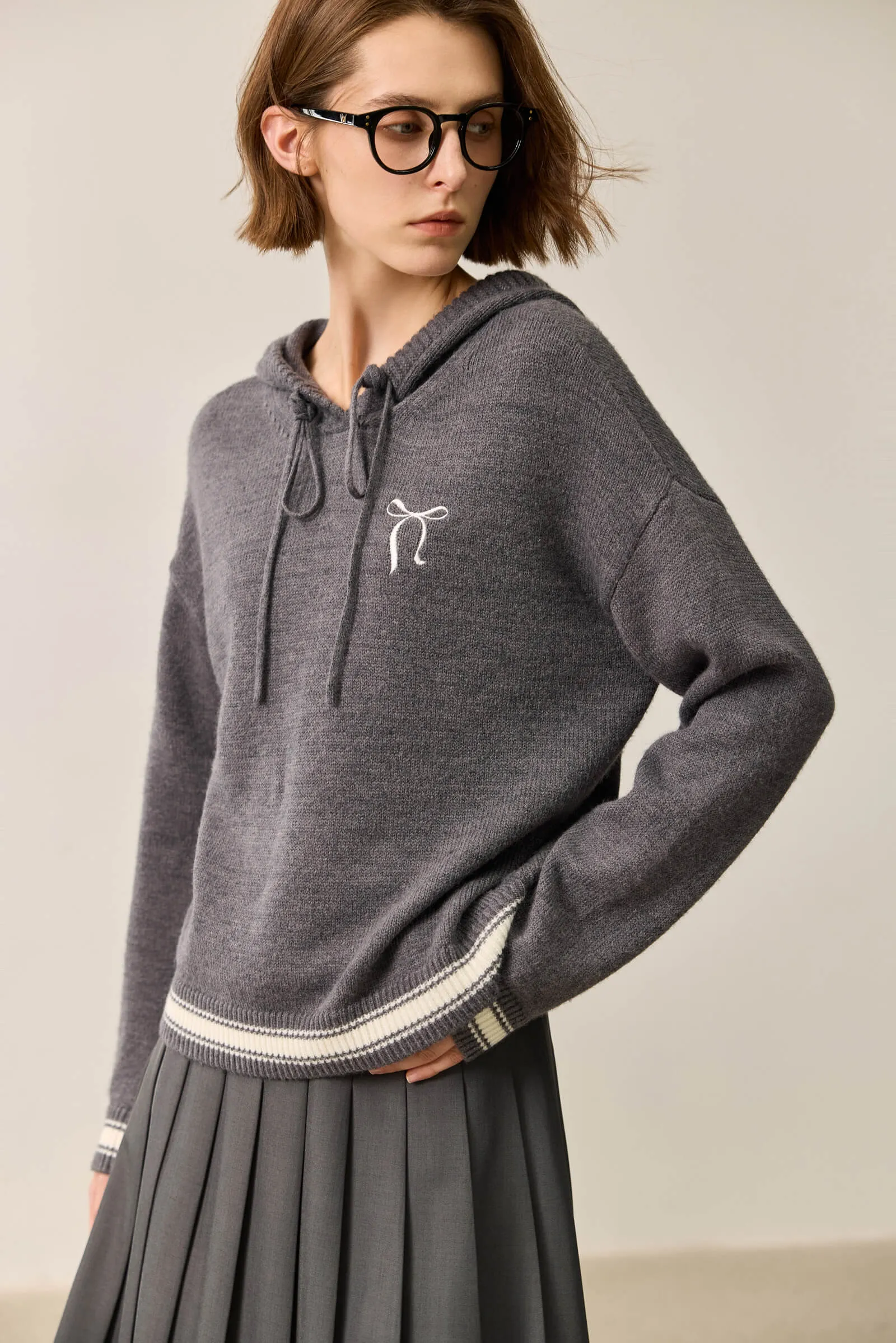 LILY Relaxed Hooded Knit Sweater