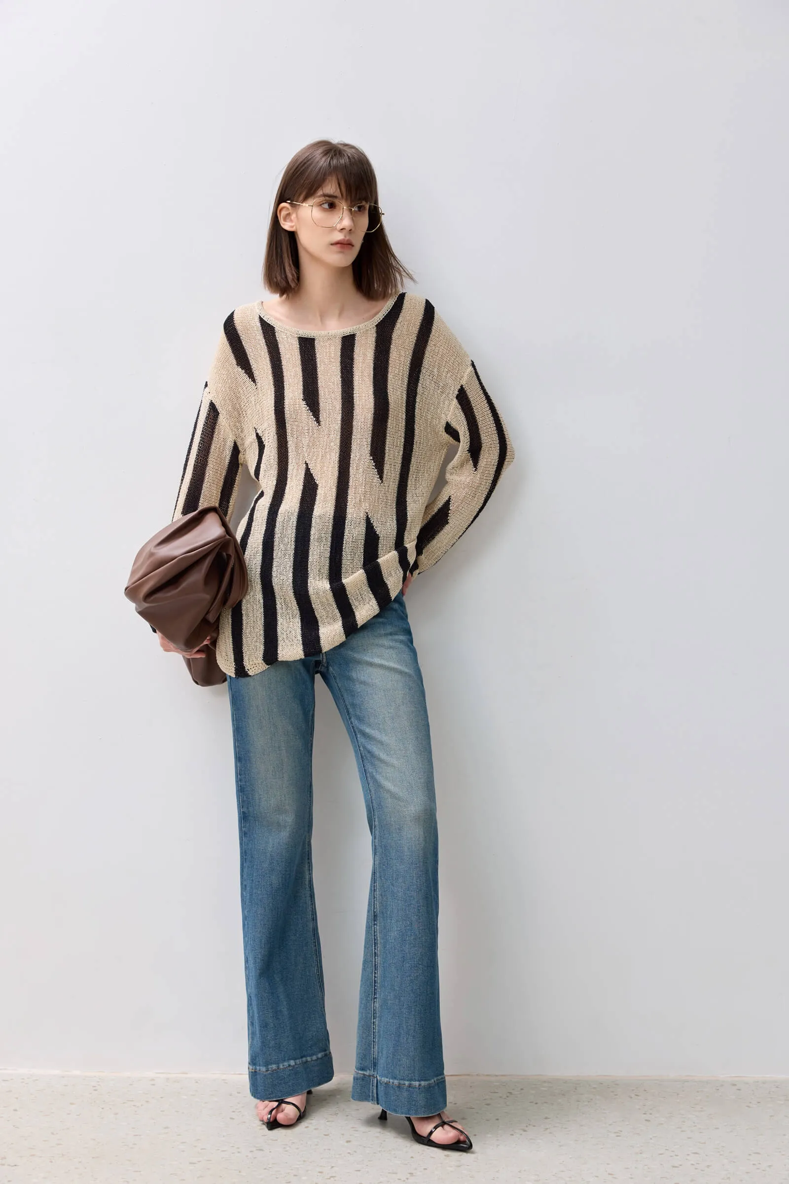 LILY Retro Striped Knit Sweater