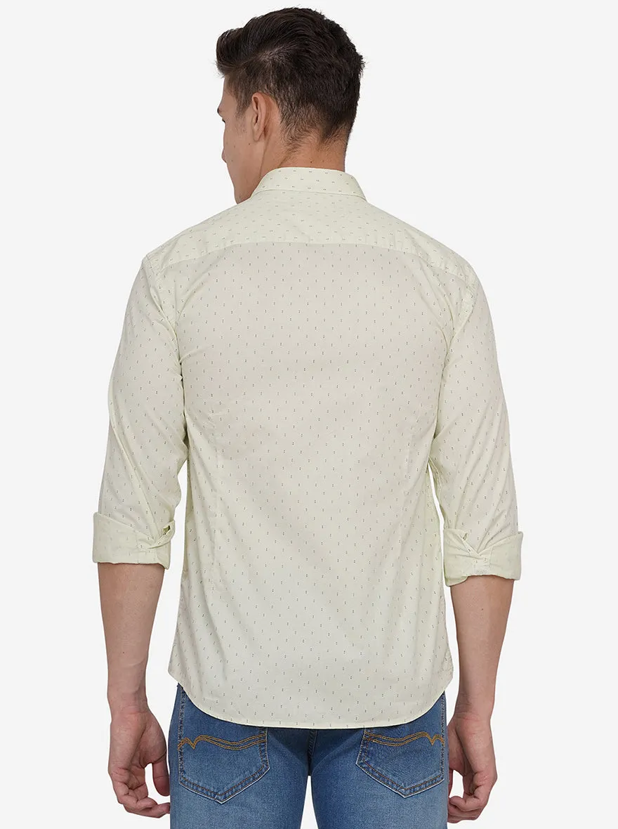 Lime Green Printed Slim Fit Casual Shirt | JadeBlue