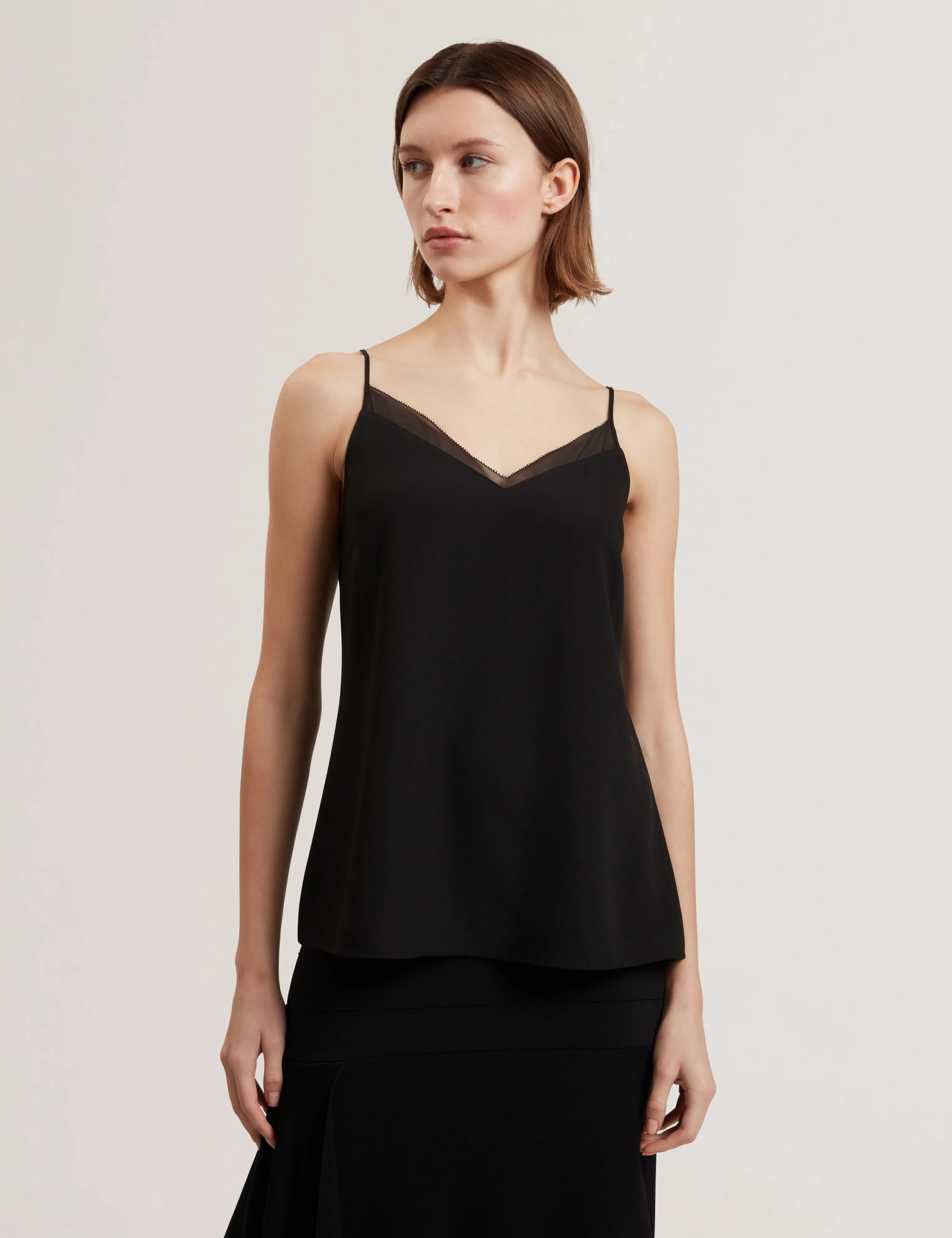 Lulea Chiffon Insert Cami Top Black
