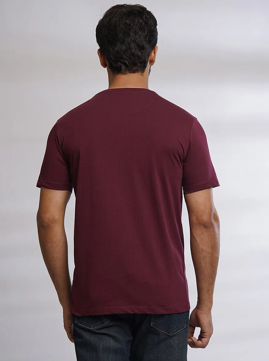 Maroon Solid Slim Fit T-Shirt | JadeBlue