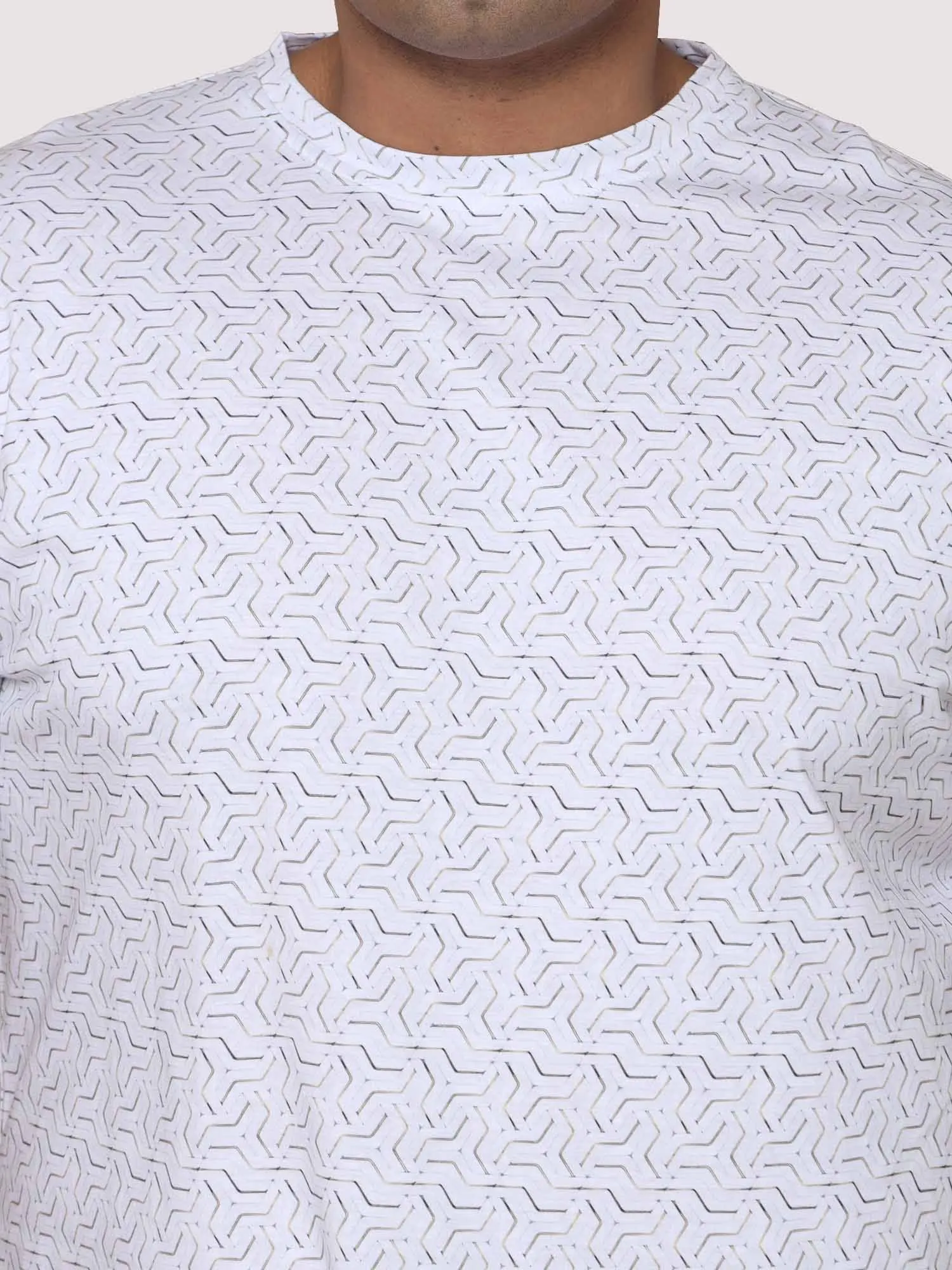 Men Plus Size Abstract Geometric Pattern  Digital Printed Round Neck T-shirt