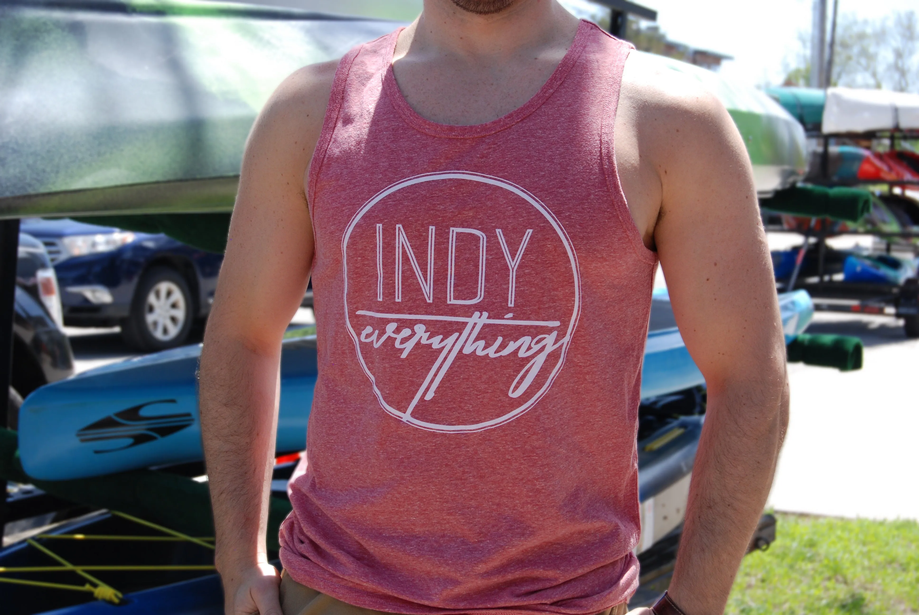 MENS LOGO TANK - HEATHER RED