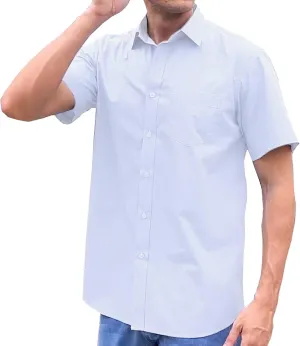 Men's Short Sleeve Button Down Wrinkle Free Dress Shirt Regular Fit Solid Business Casual Shirts