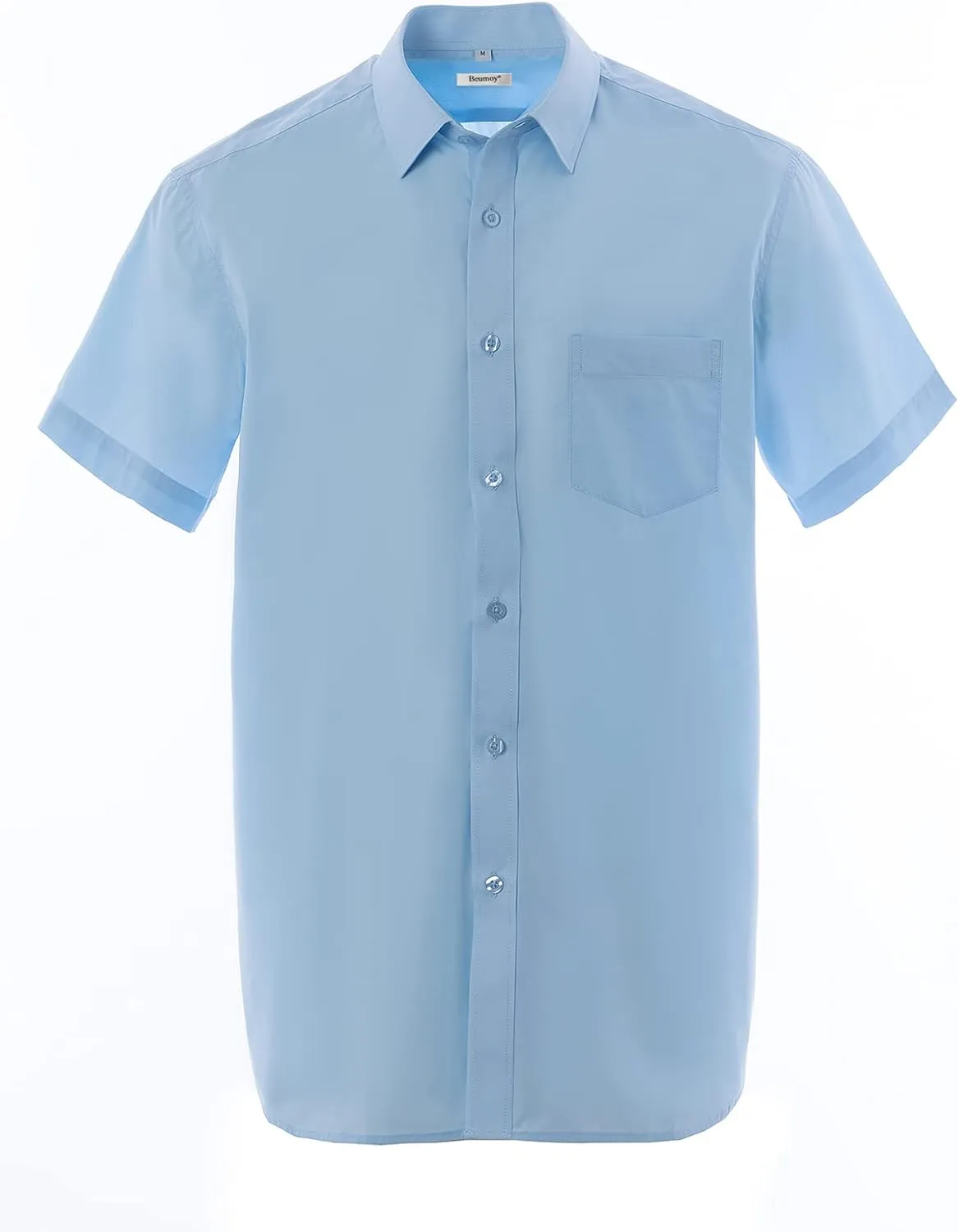 Men's Short Sleeve Button Down Wrinkle Free Dress Shirt Regular Fit Solid Business Casual Shirts