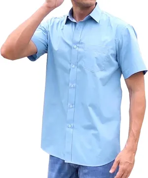 Men's Short Sleeve Button Down Wrinkle Free Dress Shirt Regular Fit Solid Business Casual Shirts