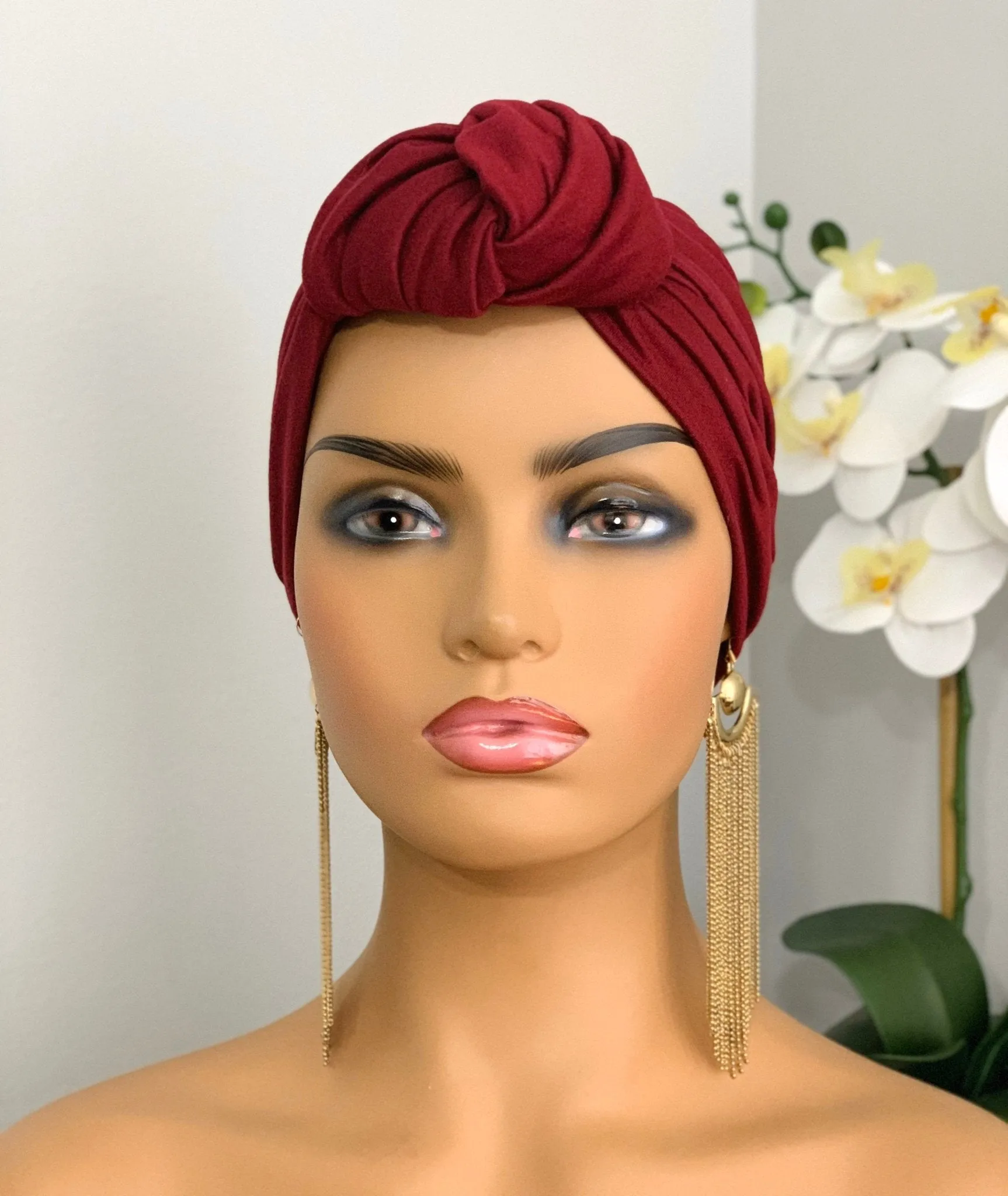 Noli Burgundy Pretied Knotted Turban