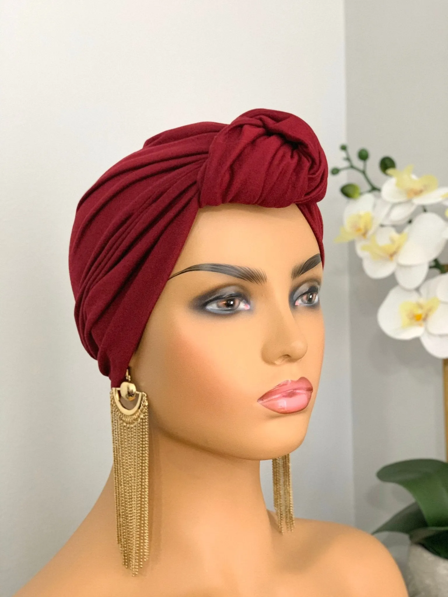 Noli Burgundy Pretied Knotted Turban