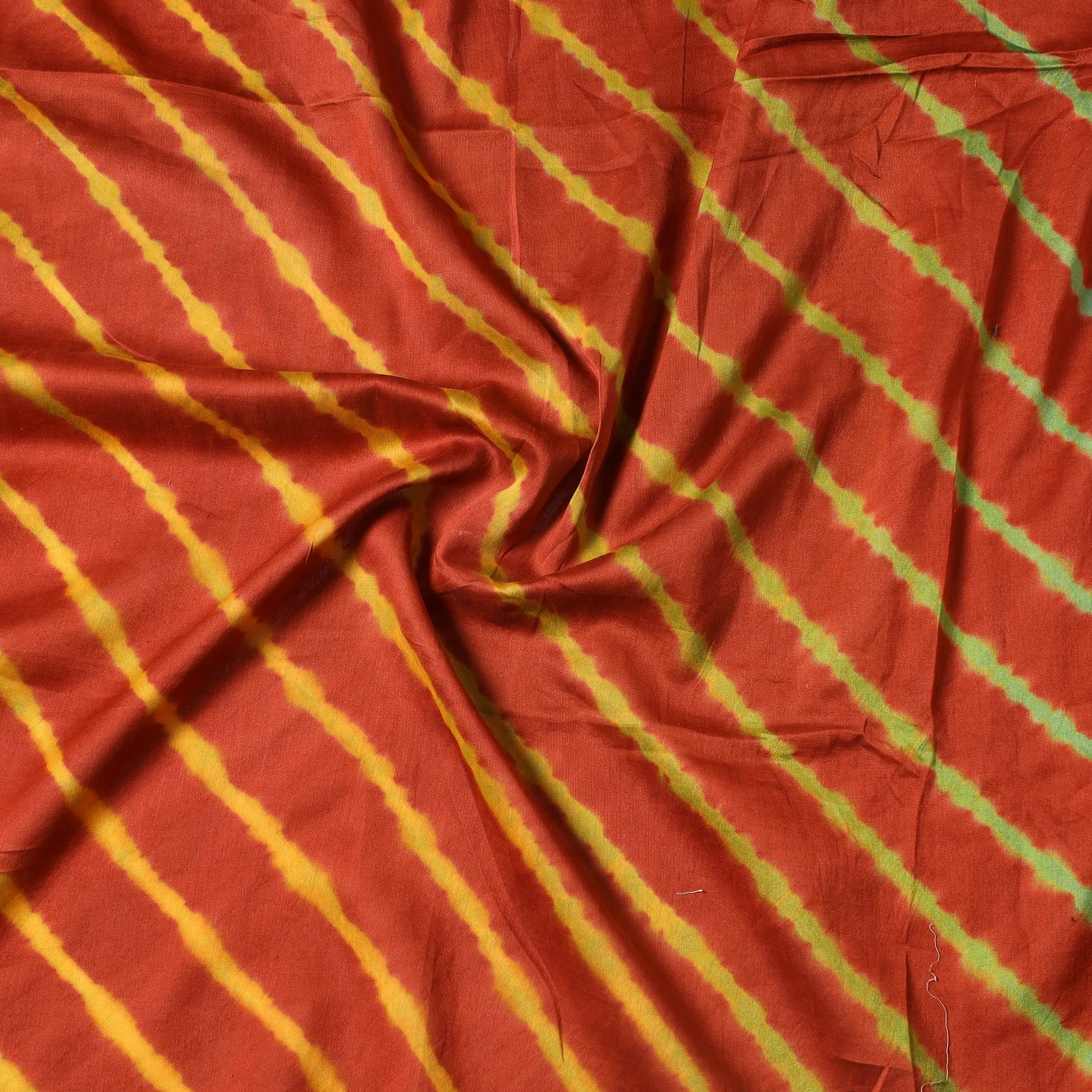 Orange - Leheriya Tie-Dye Chanderi Silk Precut Fabric (1 Meter) 47