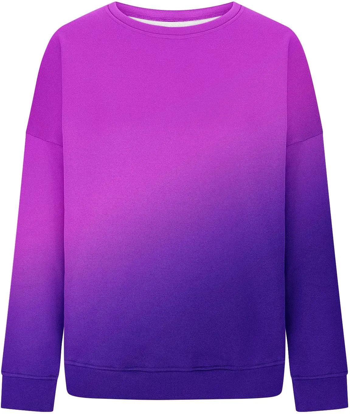 Oversized Long Sleeve Sweatshirts for Women Drop Shoulder Gradient Color Crewneck Pullover Tops Fall Fashion Clothes