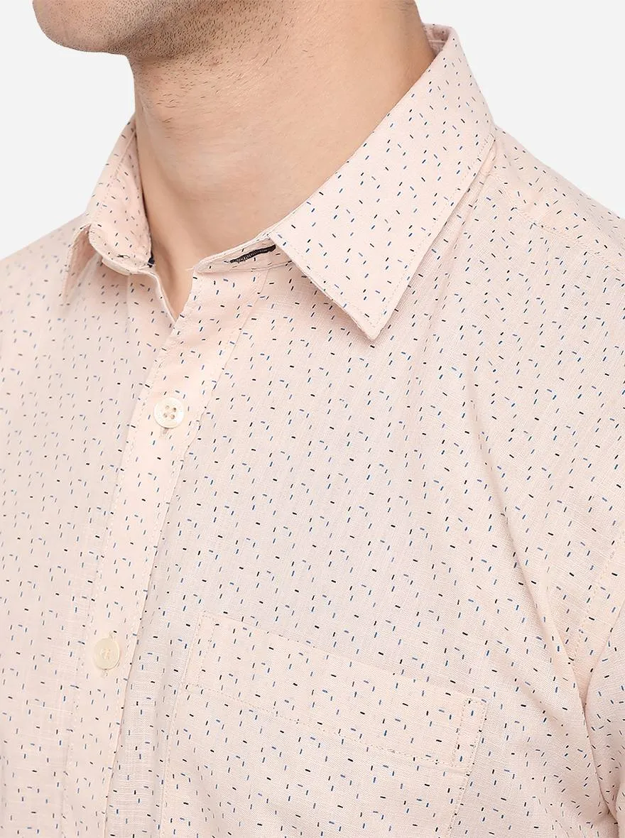 Peach Printed Smart Fit Semi Casual Shirt | Greenfibre